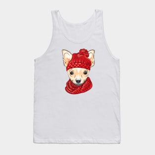 Chihuahua breed in knitted hat and scarf Tank Top